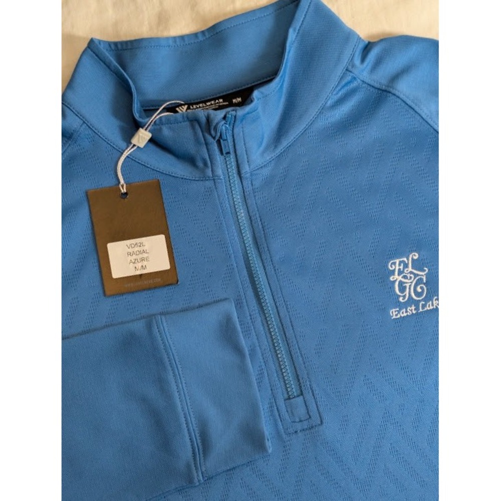 Levelwear Radial Quarter Zip Pullover Men M Azure Blue East Lake Golf Club NEW